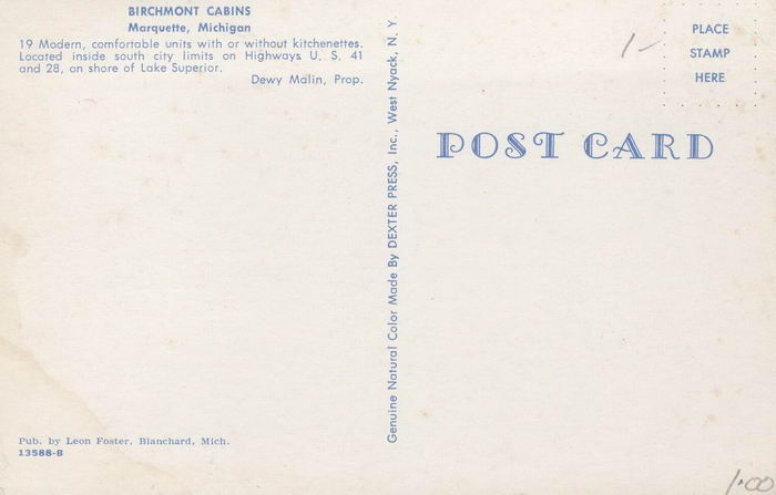 Birchmont Cabins - Old Postcard Photo (newer photo)
